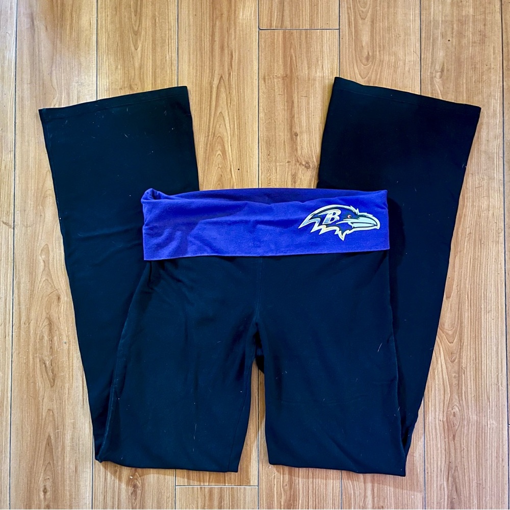 VTG Baltimore Ravens Victoria’s Secret Love Pink Black Yoga Pants Leggings Med